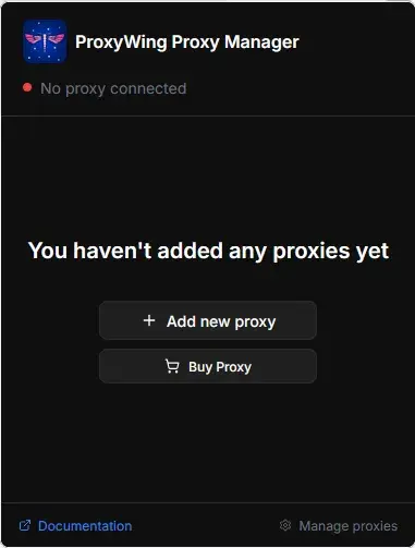 Дополнение Proxywing прокси менеджер для управления прокси-серверами в Mozilla Firefox